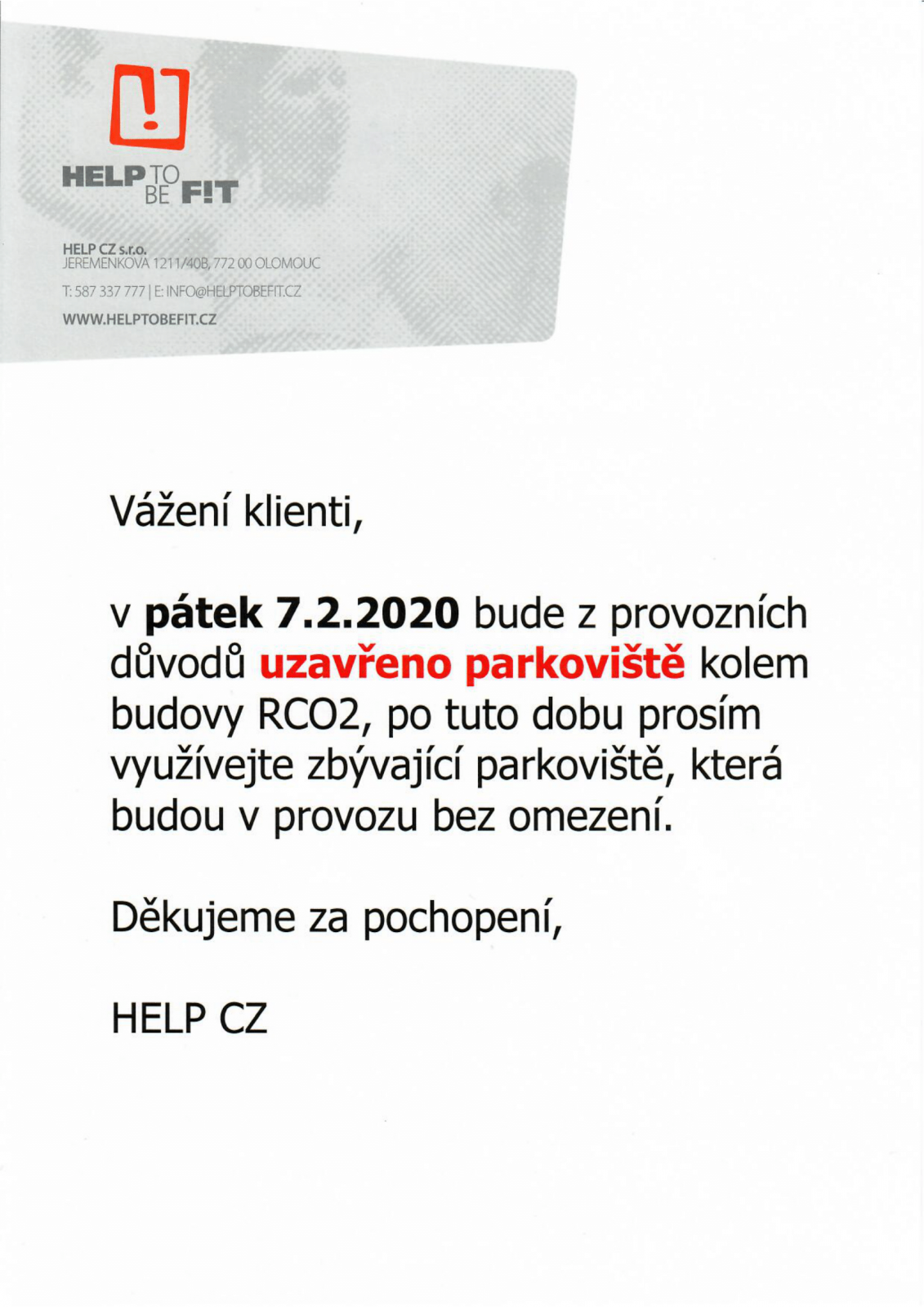 Omezení parkování!