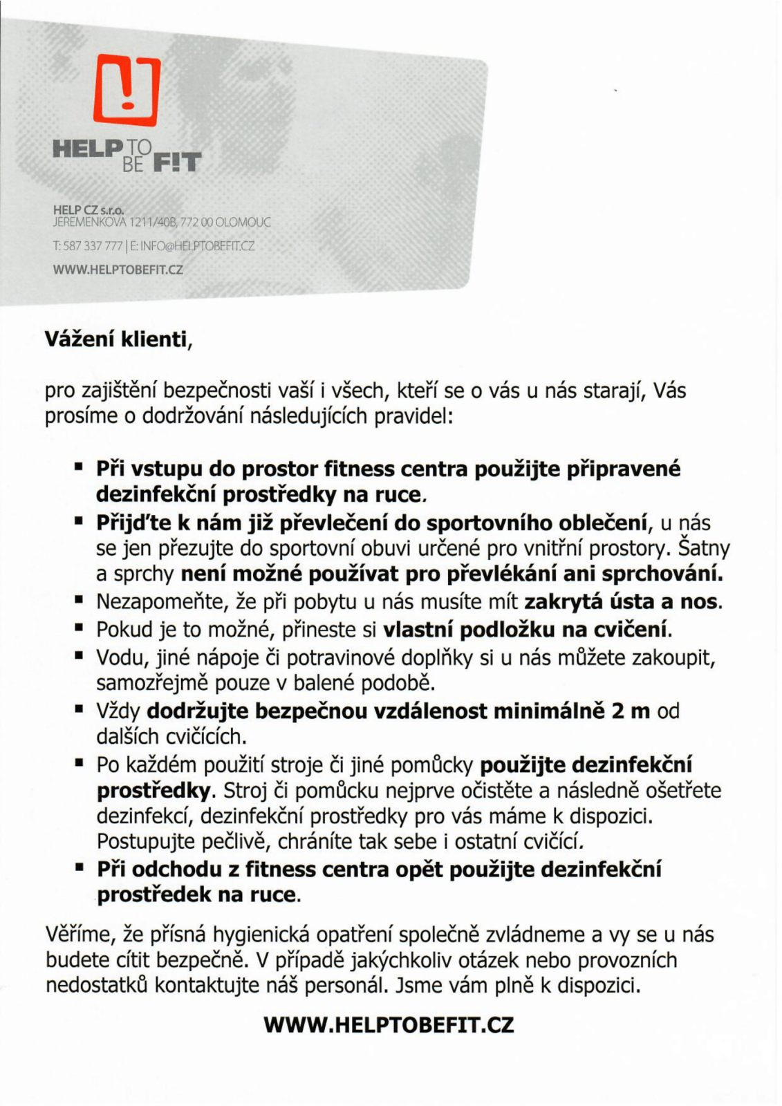 Pravidla při vstupu do fitness centra!