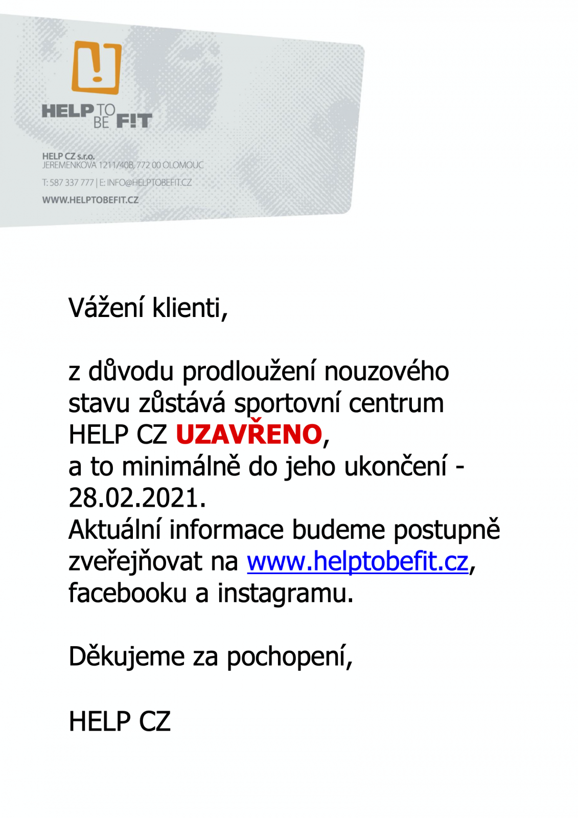 Prodloužení nouzového stavu!