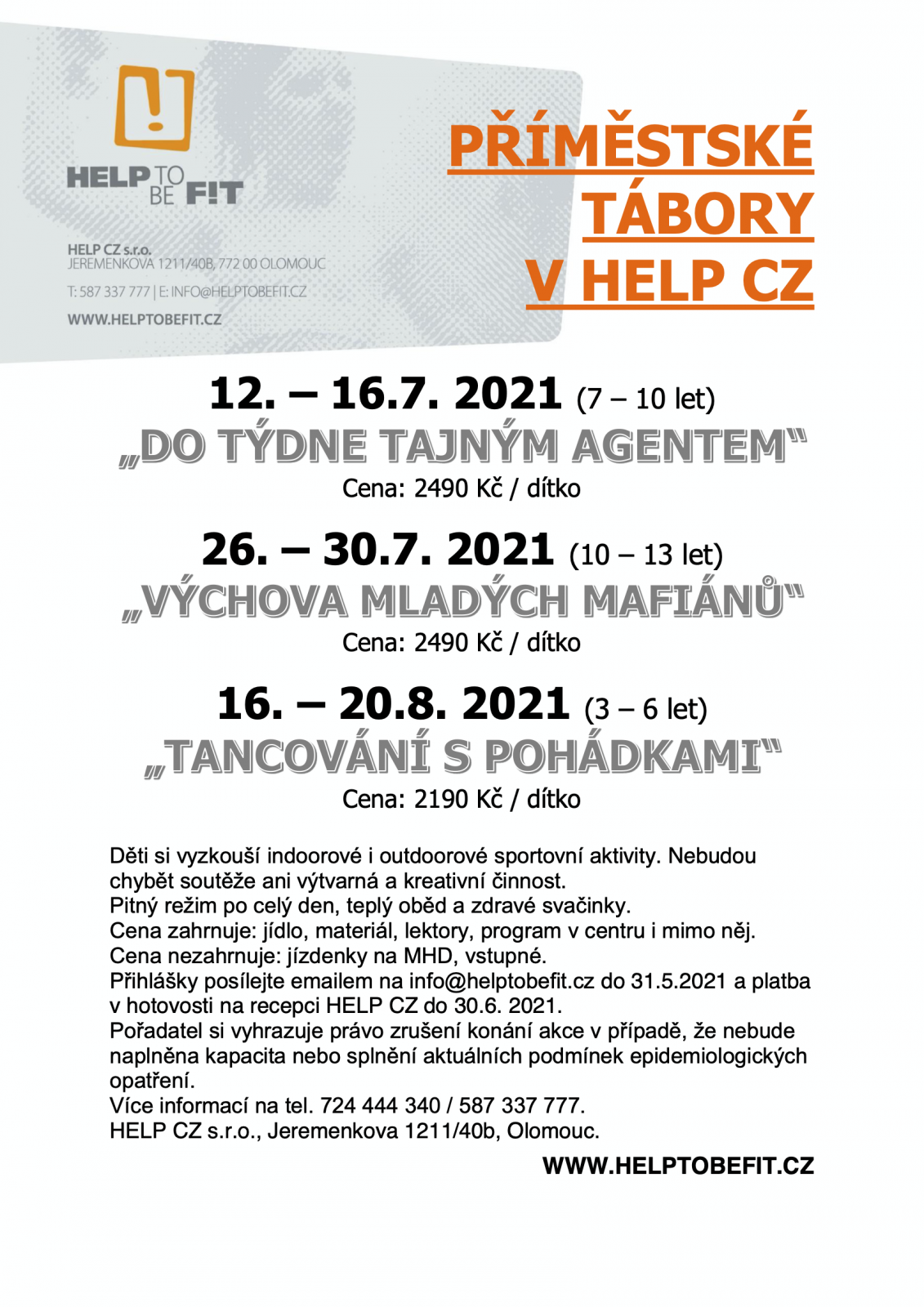 Příměstské tábory 2021!