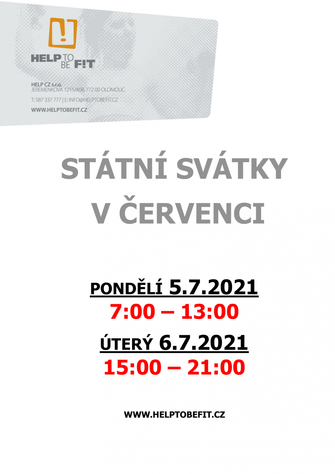 Státní svátky v červenci!
