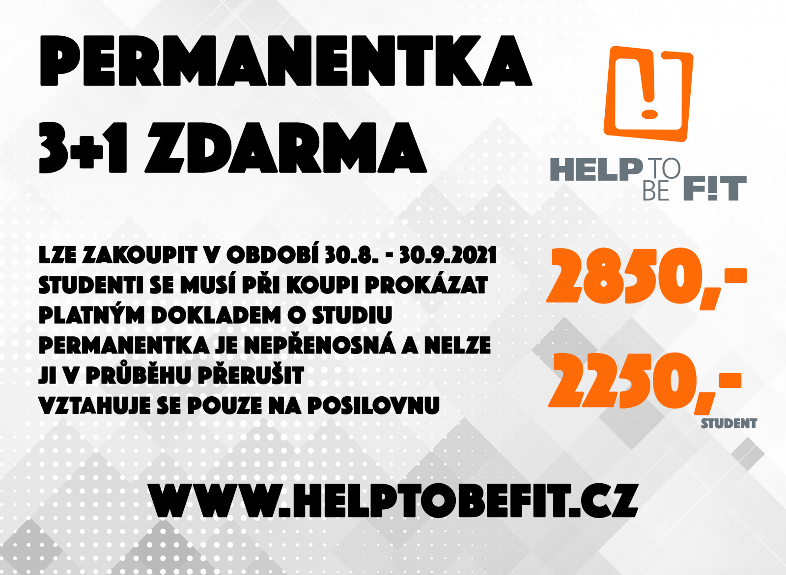 PERMANENTKA 3+1 MĚSÍC ZDARMA!