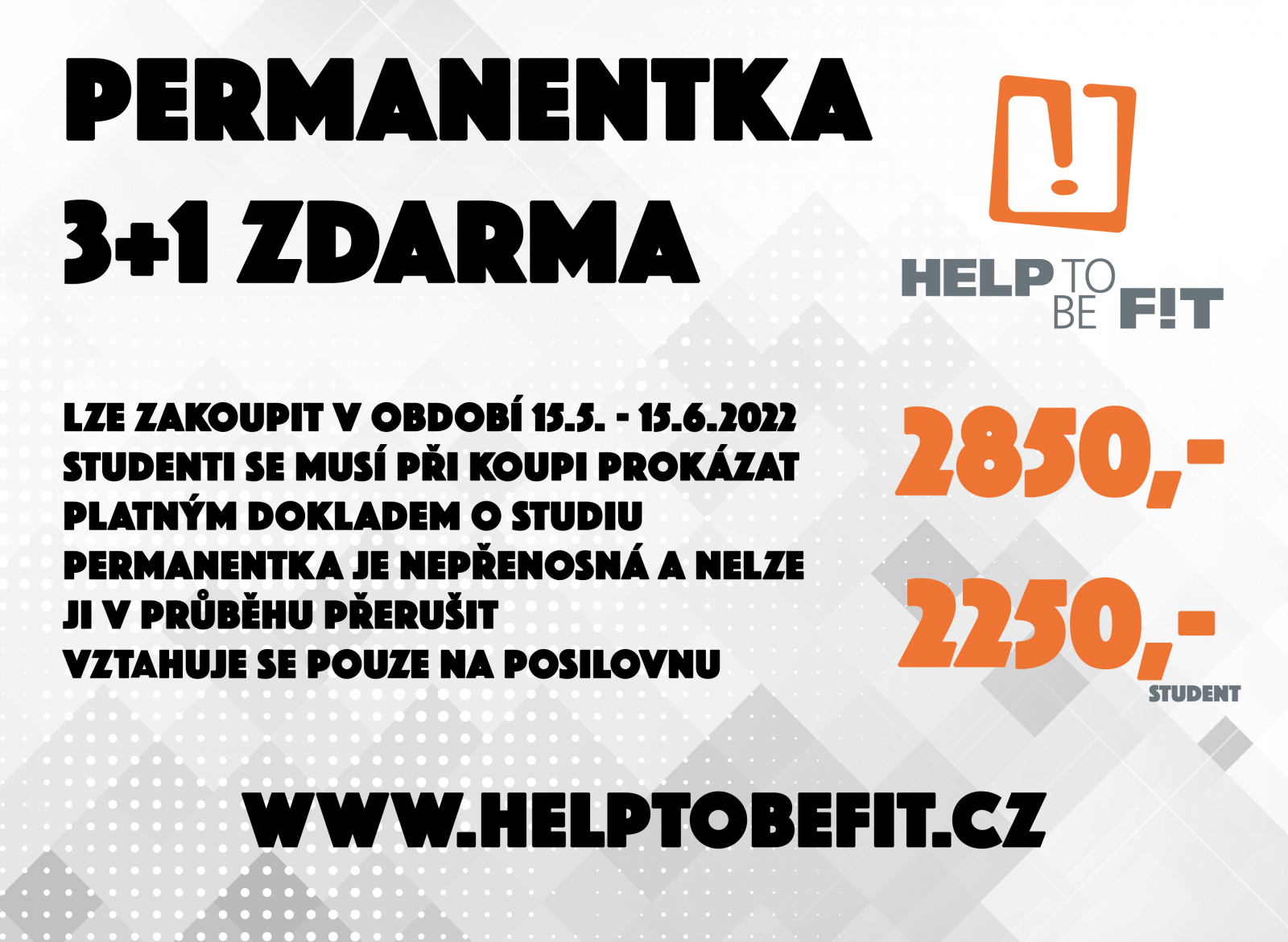 PERMANENTKA 3+1 MĚSÍC ZDARMA!