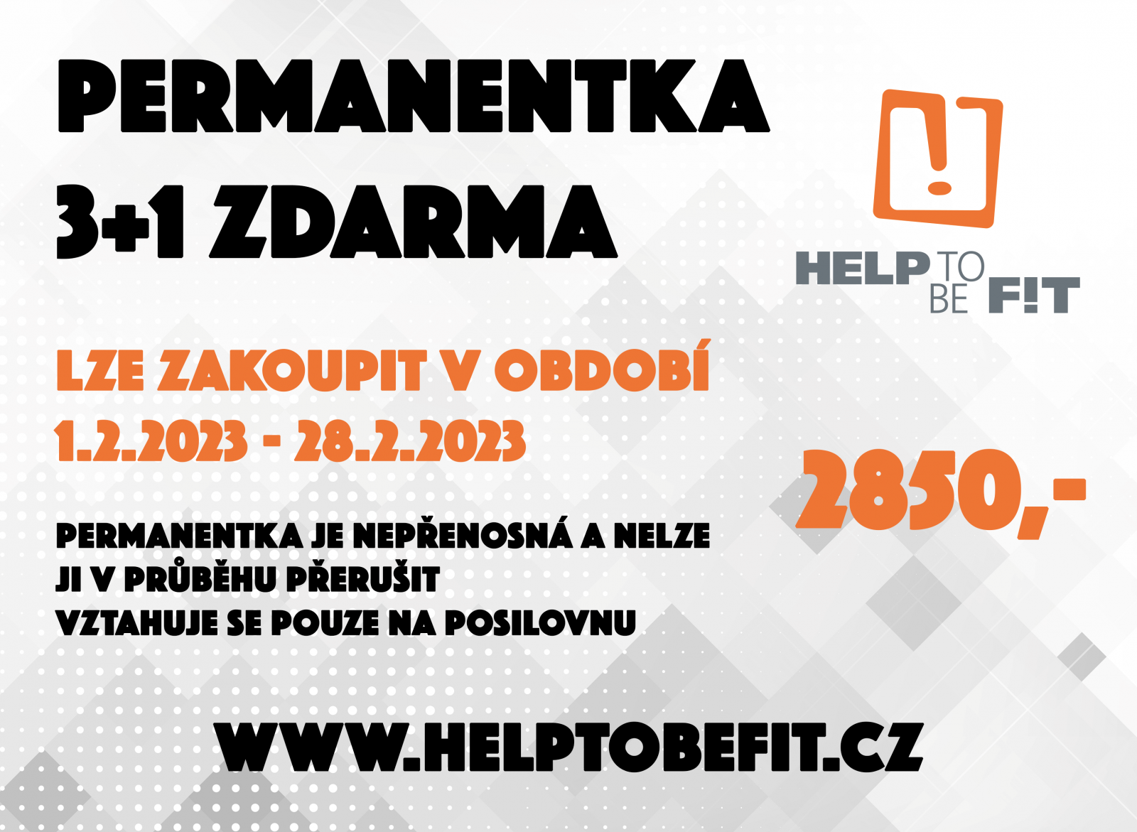 PERMANENTKA 3+1 MĚSÍC ZDARMA!