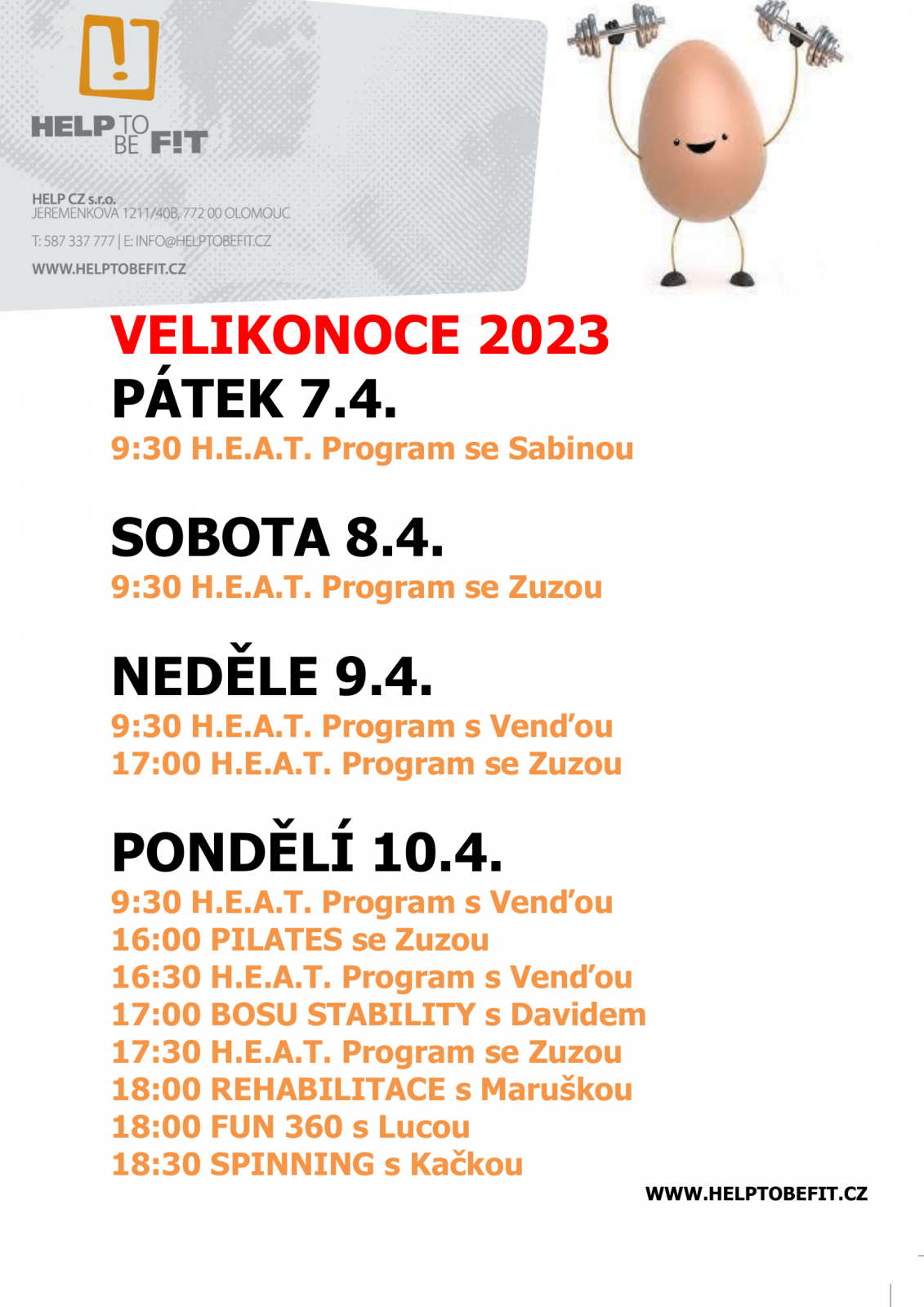 SKUPINOVÉ LEKCE PŘES VELIKONOCE!