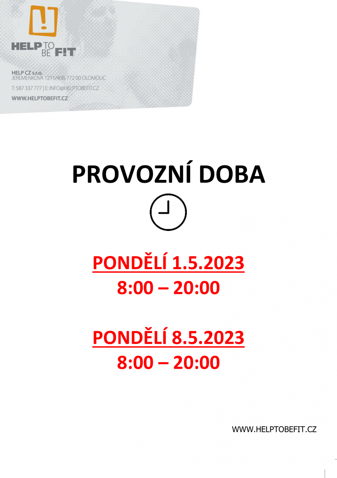 PROVOZNÍ DOBA 1.5 + 8.5.2023 !