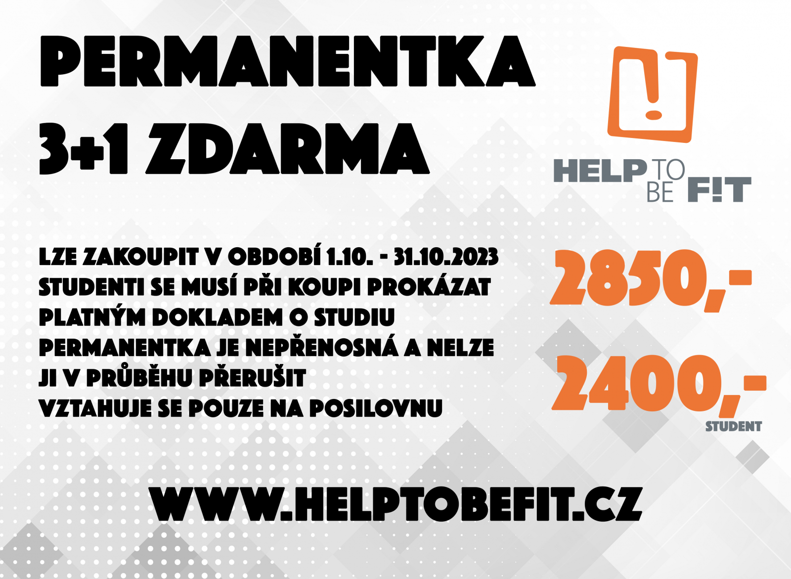 PERMANENTKA 3+1 MĚSÍC ZDARMA!