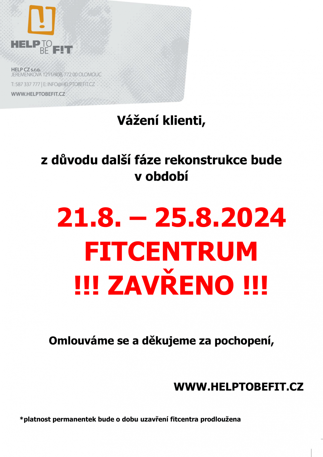 REKONSTRUKCE 21.8.-25.8.2024!