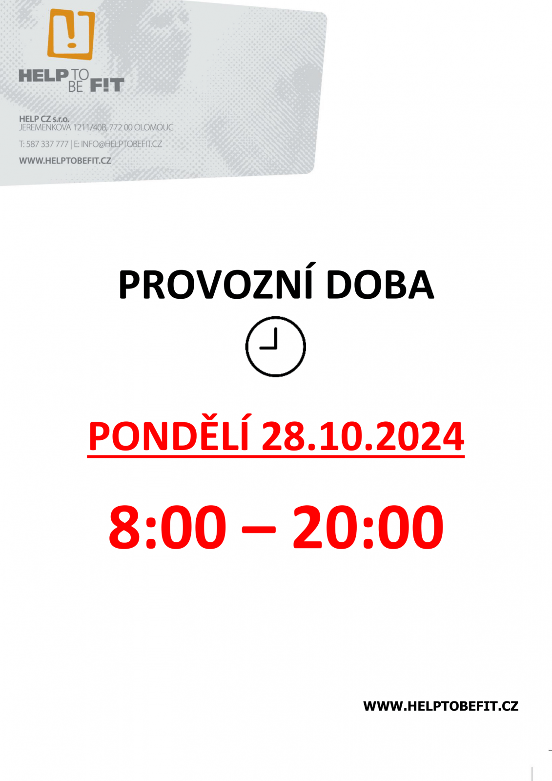 Státní svátek 28.10.2024!