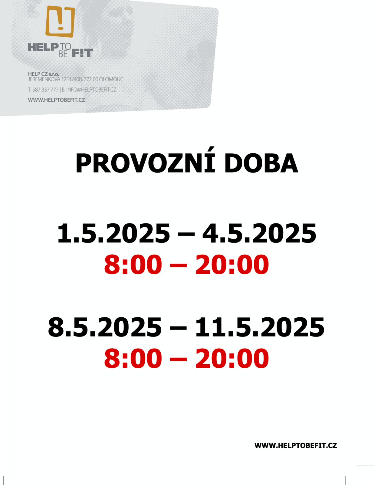 Květen státní svátky!