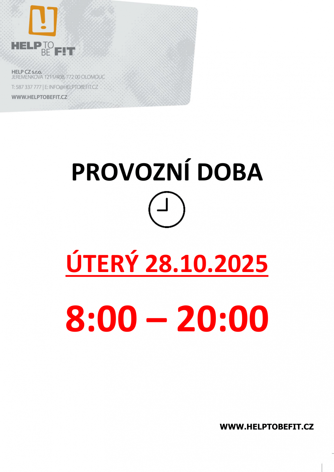 Státní svátek 28.10.2025!