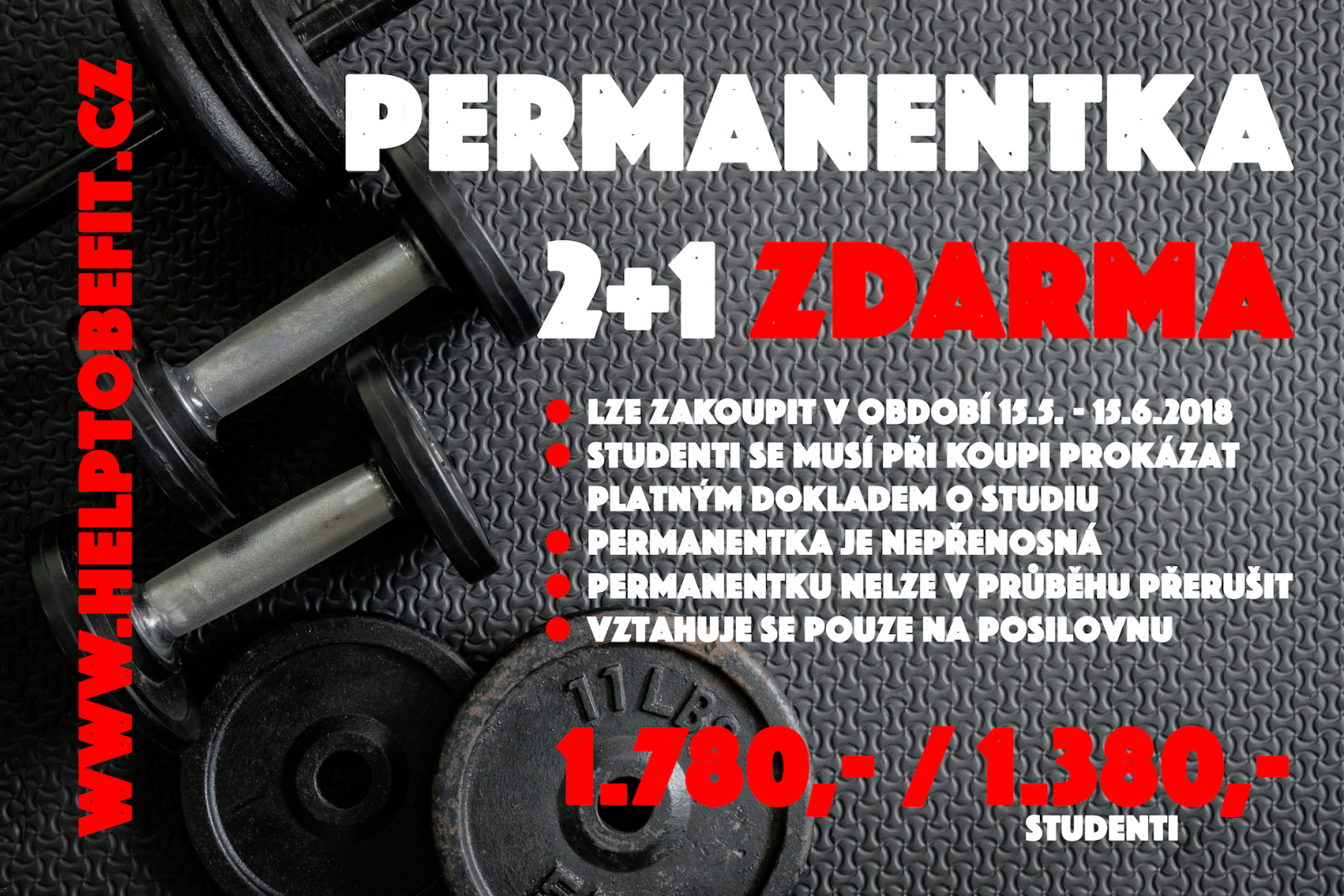 AKČNÍ PERMANENTKA! 2+1 měsíc ZDARMA!