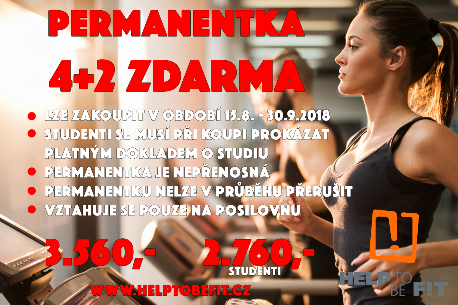 PERMANENTKA 4+2 MĚSÍCE ZDARMA!