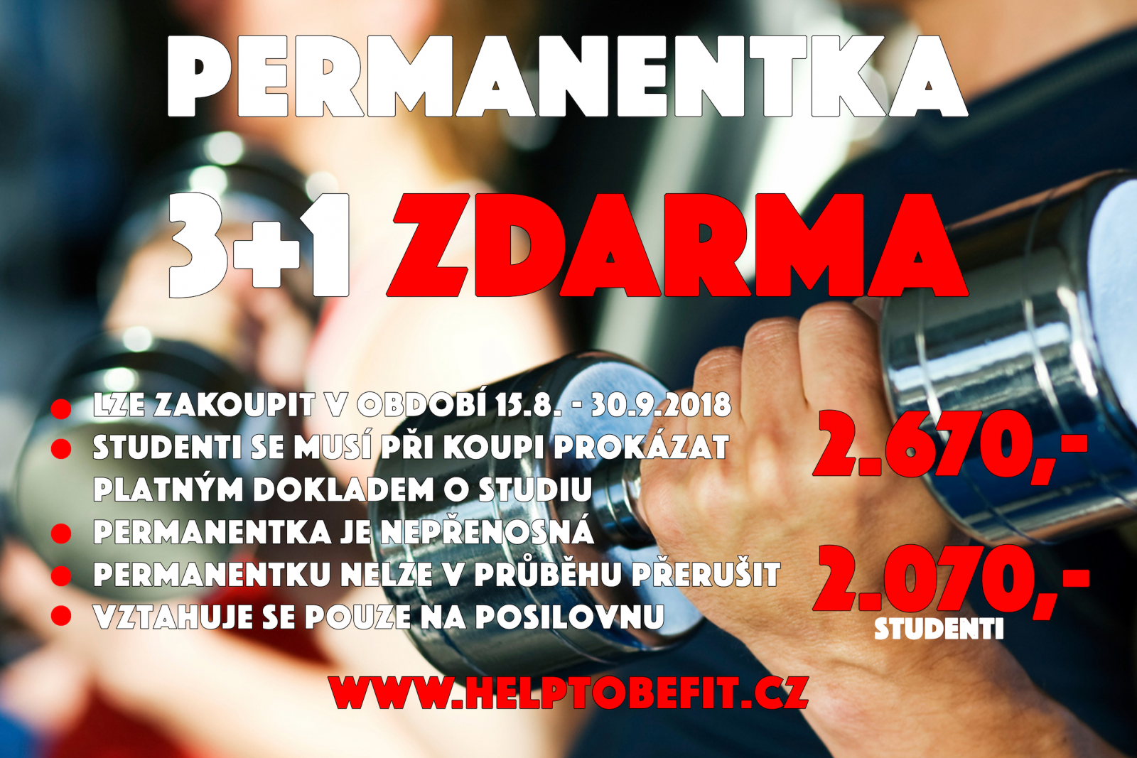 PERMANENTKA 3+1 MĚSÍCE ZDARMA!