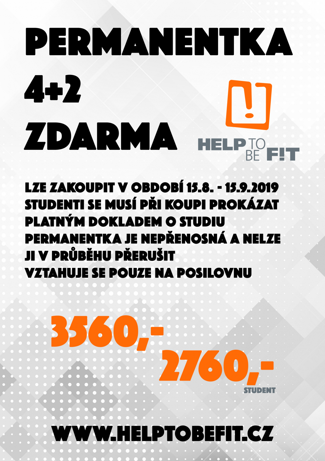 PERMANENTKA 4+2 MĚSÍCE ZDARMA!